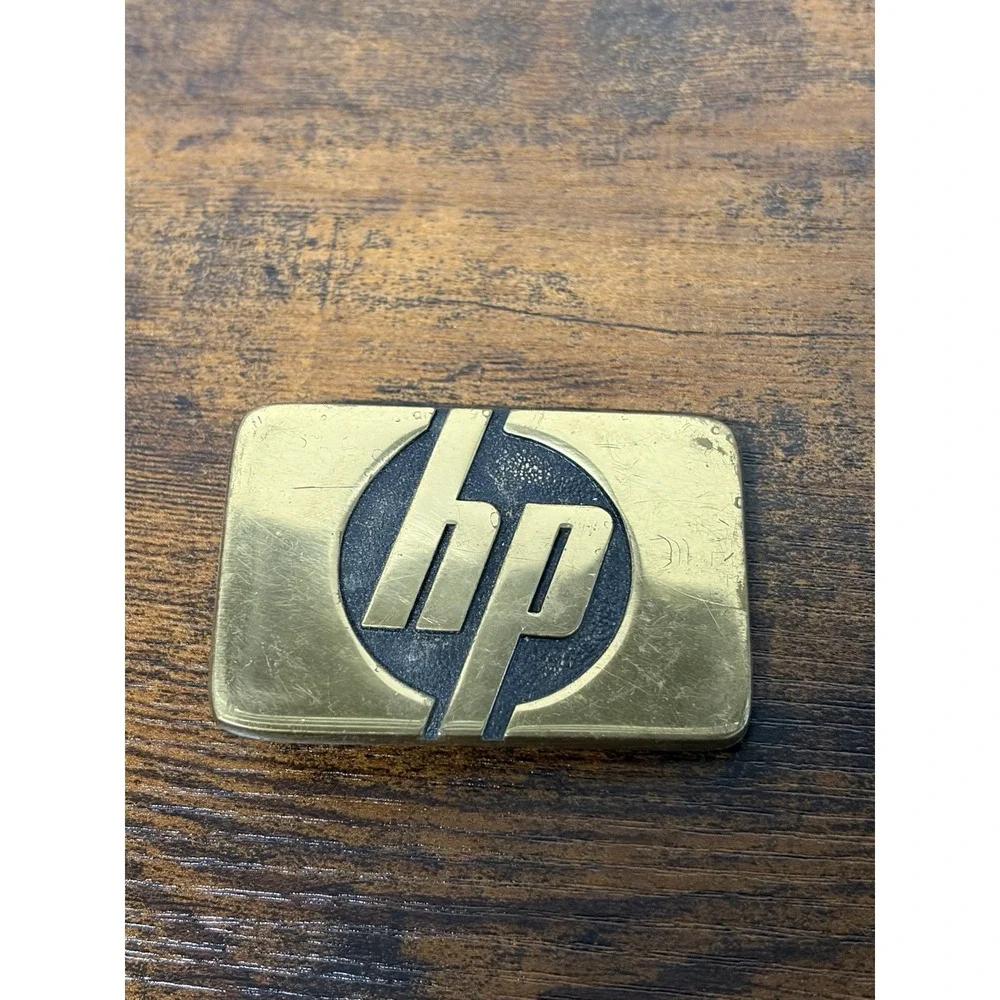 Hewlett Packard Computers Belt Buckle Vintage HP Brass USA Made Jack Nadel